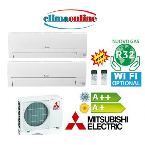 DUAL SPLIT MITSUBISHI ELECTRIC SERIE HR 9000+9000 BTU A++/A+ GAS R32